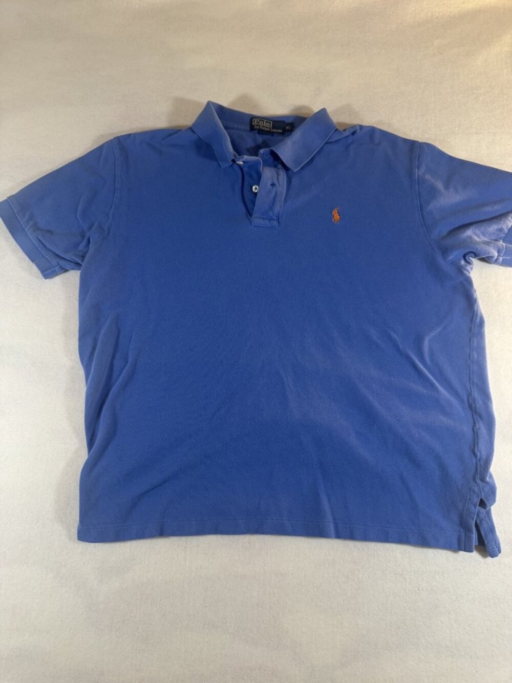 Polo by Ralph Lauren Mens XL Blue Short Sleeve Polo Shirt Orange Pony Logo